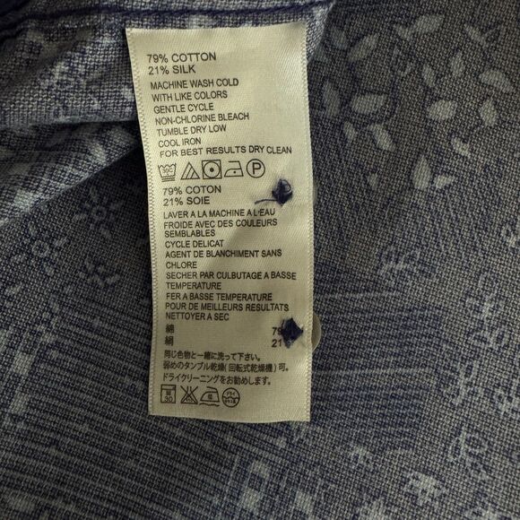 Tommy Bahama Silk Cotton Patchwork Button Down Shirt Men's Size Medium - Picture 6 of 8